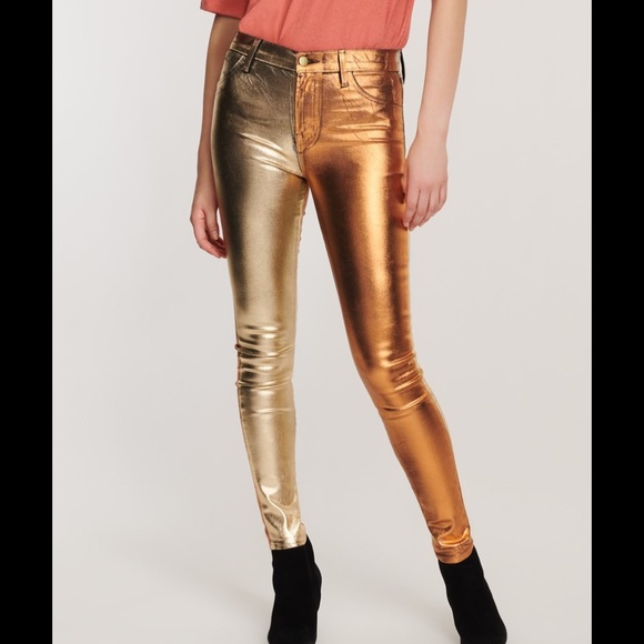 J Brand | High Shine Gold Bronze Multi Foil Jeans - Picture 2 of 6